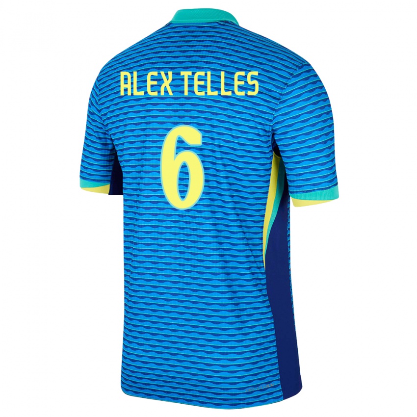 Homem Camisola Brasil Alex Telles #6 Azul Alternativa 24-26 Camisa