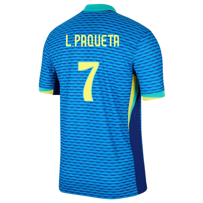 Homem Camisola Brasil Lucas Paqueta #7 Azul Alternativa 24-26 Camisa