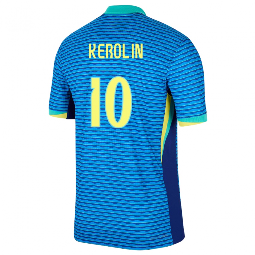 Homem Camisola Brasil Kerolin Nicoli #10 Azul Alternativa 24-26 Camisa