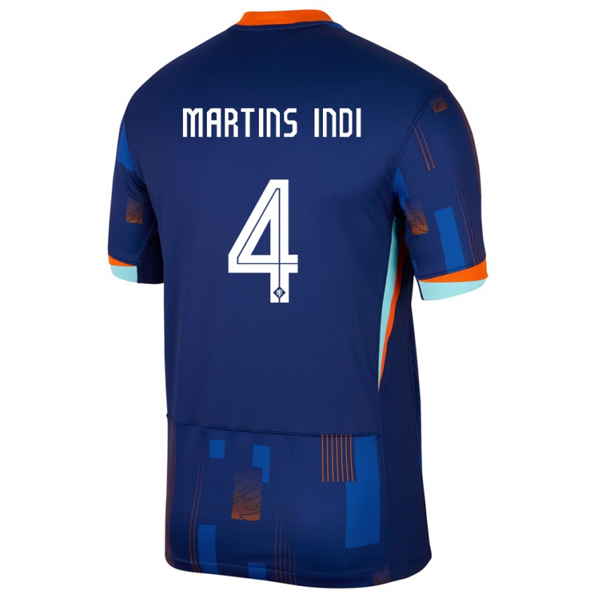 Homem Camisola Países Baixos Bruno Martins Indi #4 Azul Alternativa 24-26 Camisa