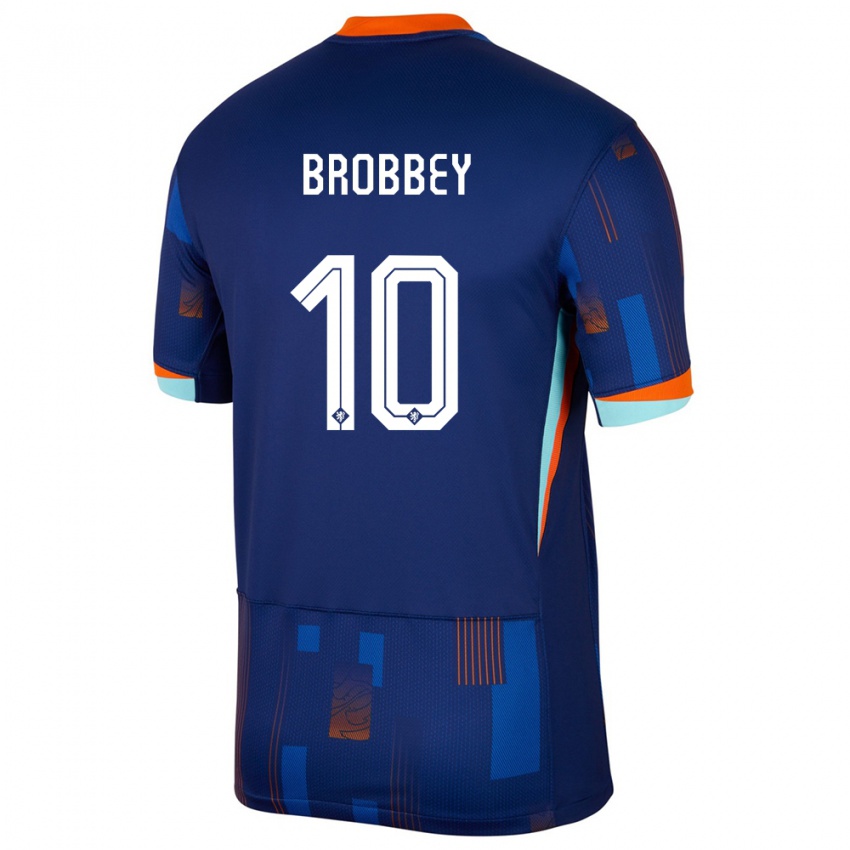 Homem Camisola Países Baixos Brian Brobbey #10 Azul Alternativa 24-26 Camisa