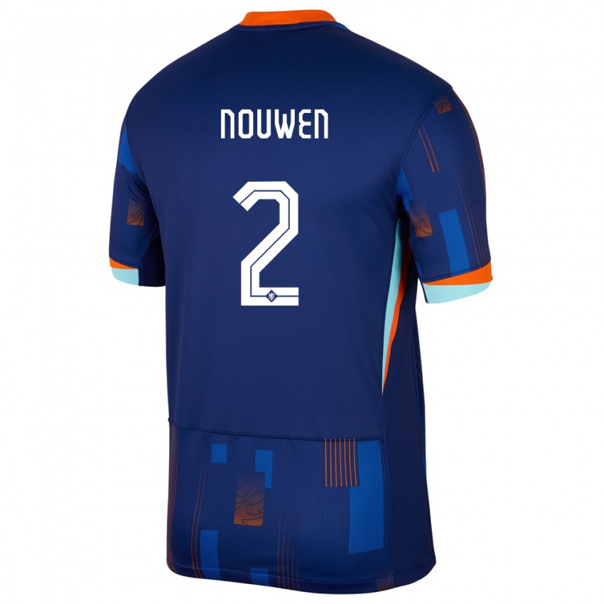 Homem Camisola Países Baixos Aniek Nouwen #2 Azul Alternativa 24-26 Camisa