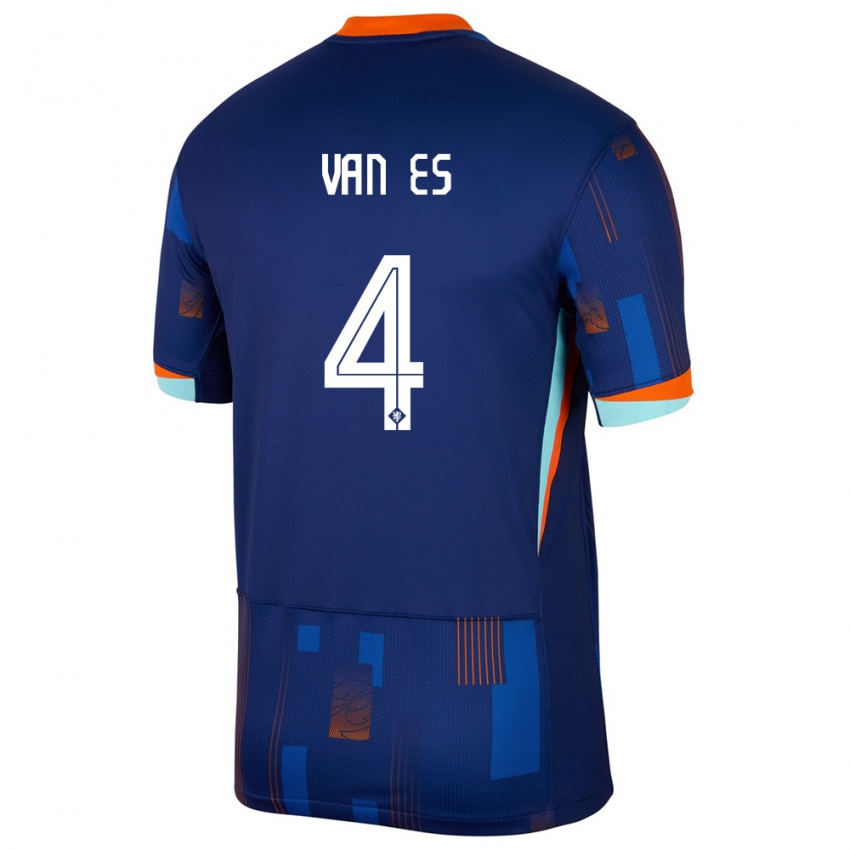 Homem Camisola Países Baixos Kika Van Es #4 Azul Alternativa 24-26 Camisa