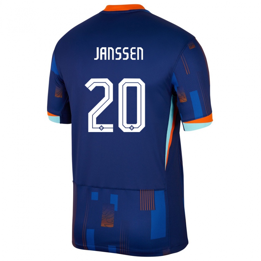 Homem Camisola Países Baixos Dominique Janssen #20 Azul Alternativa 24-26 Camisa