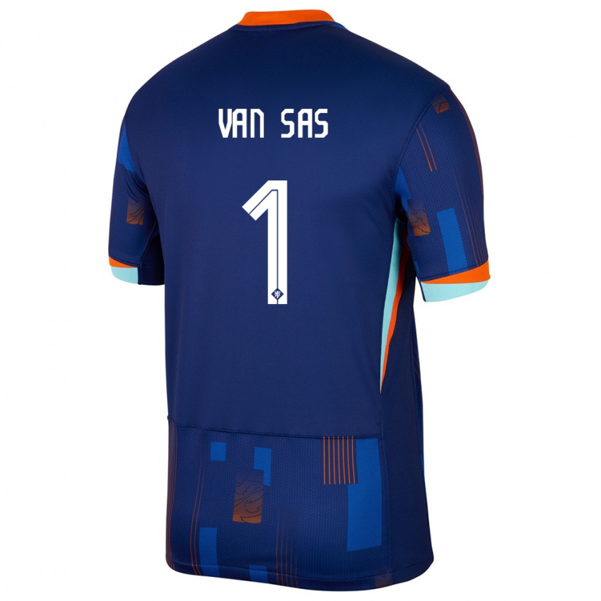 Homem Camisola Países Baixos Mikki Van Sas #1 Azul Alternativa 24-26 Camisa