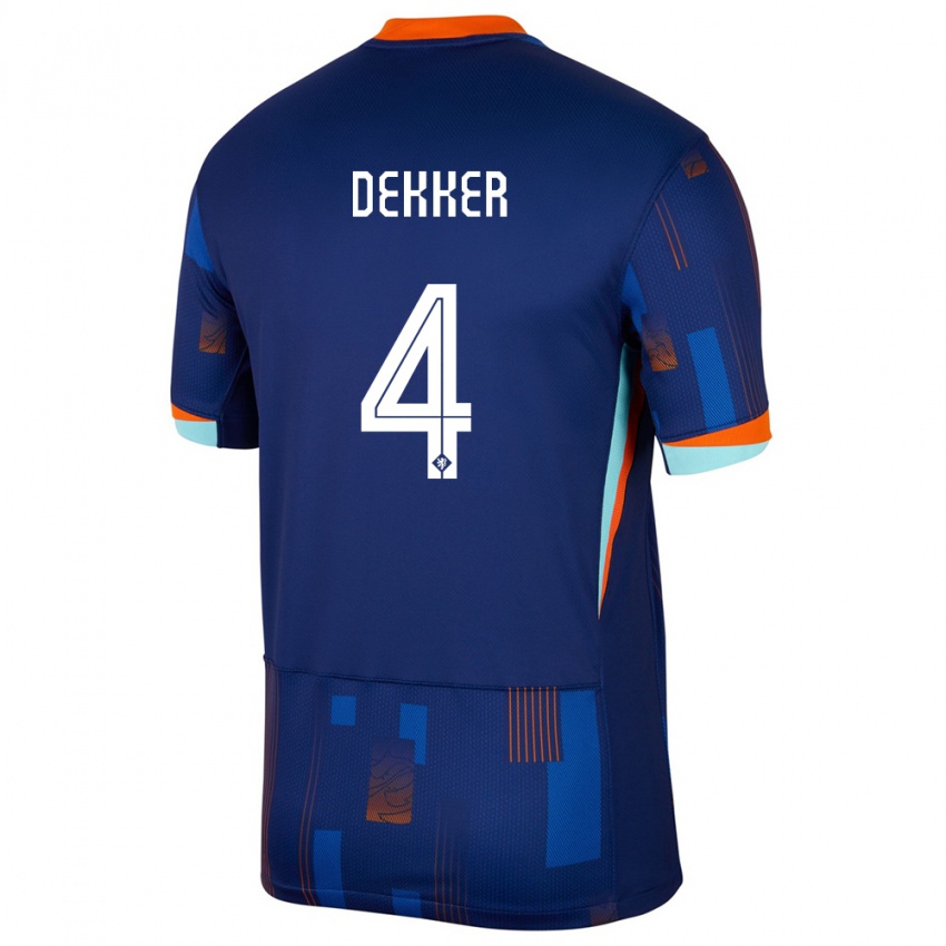 Homem Camisola Países Baixos Maxim Dekker #4 Azul Alternativa 24-26 Camisa
