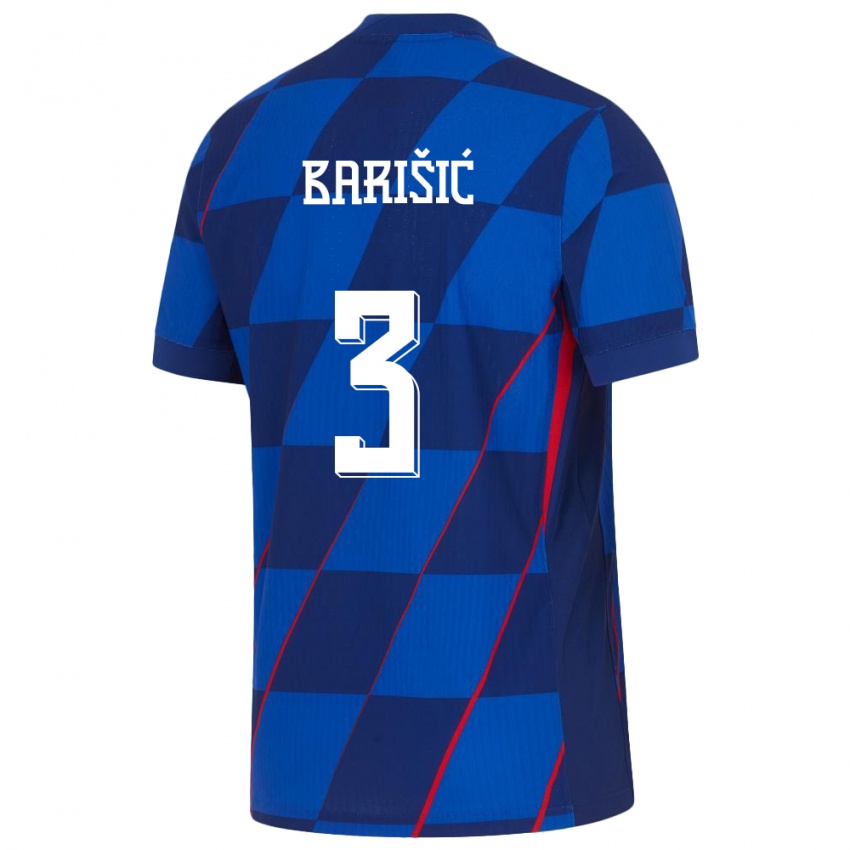 Homem Camisola Croácia Borna Barisic #3 Azul Alternativa 24-26 Camisa