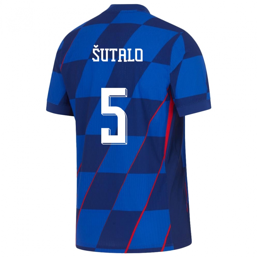 Homem Camisola Croácia Josip Sutalo #5 Azul Alternativa 24-26 Camisa