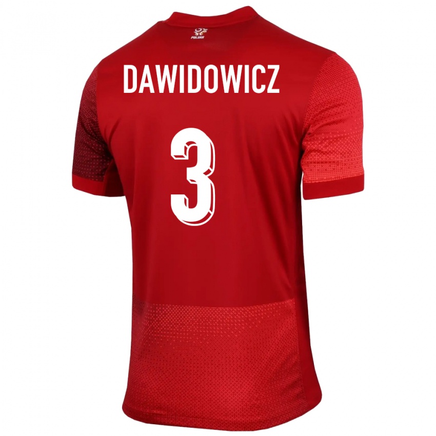 Homem Camisola Polónia Pawel Dawidowicz #3 Vermelho Alternativa 24-26 Camisa