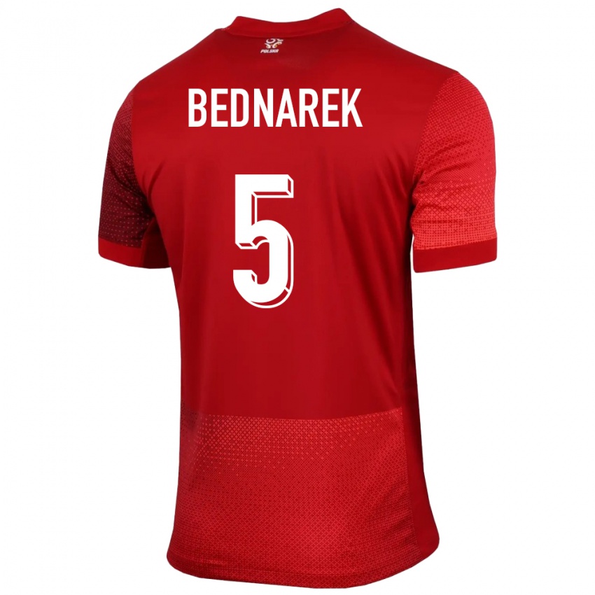 Homem Camisola Polónia Jan Bednarek #5 Vermelho Alternativa 24-26 Camisa