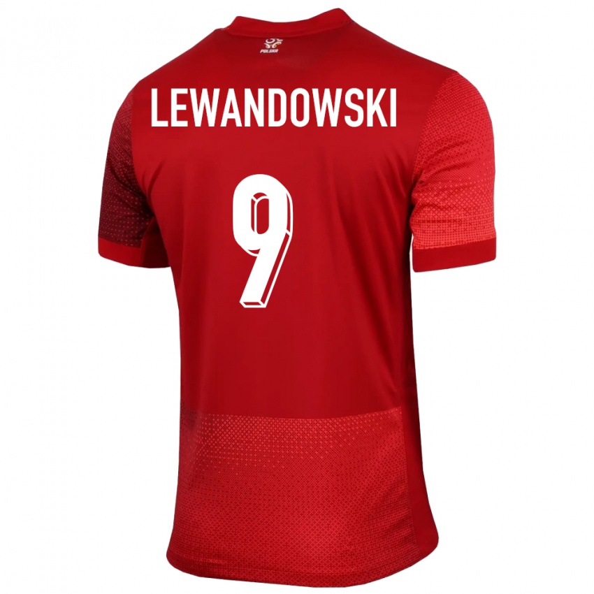 Homem Camisola Polónia Robert Lewandowski #9 Vermelho Alternativa 24-26 Camisa