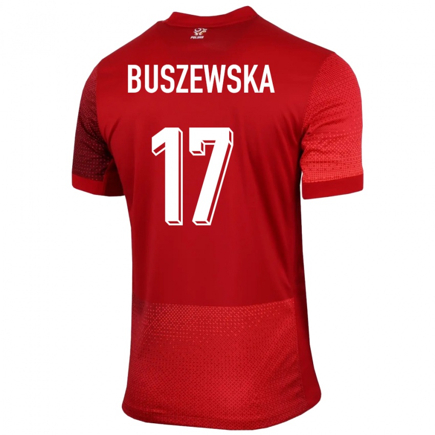 Homem Camisola Polónia Zofia Buszewska #17 Vermelho Alternativa 24-26 Camisa