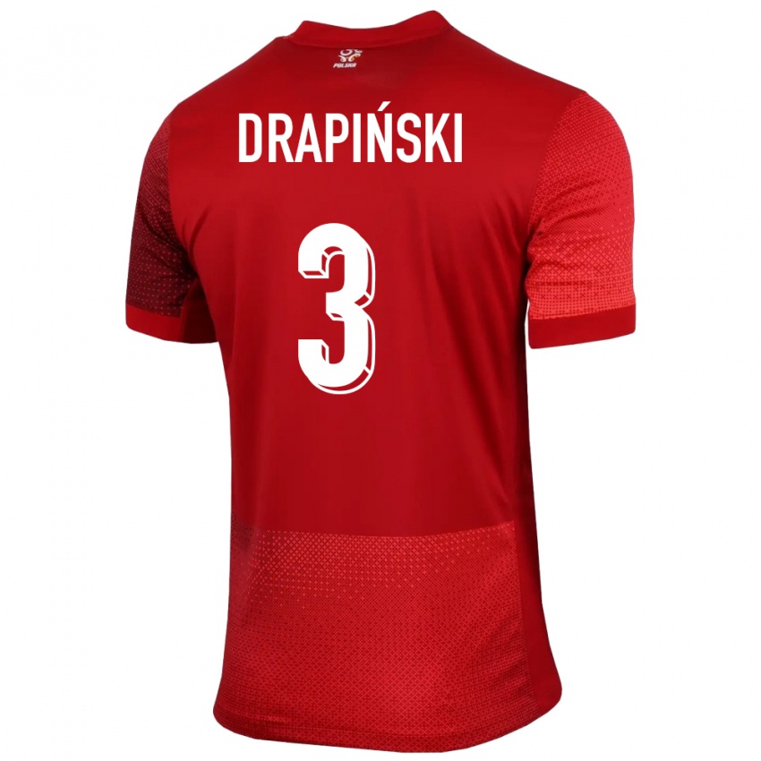 Homem Camisola Polónia Igor Drapinski #3 Vermelho Alternativa 24-26 Camisa