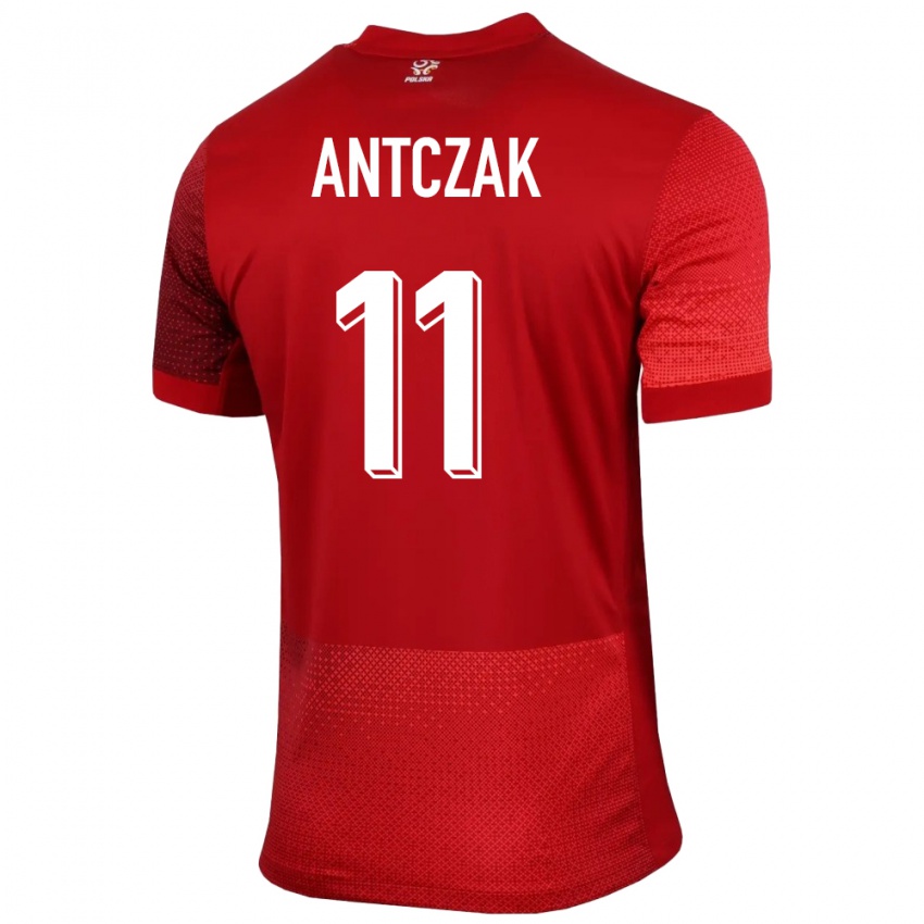 Homem Camisola Polónia Jakub Antczak #11 Vermelho Alternativa 24-26 Camisa