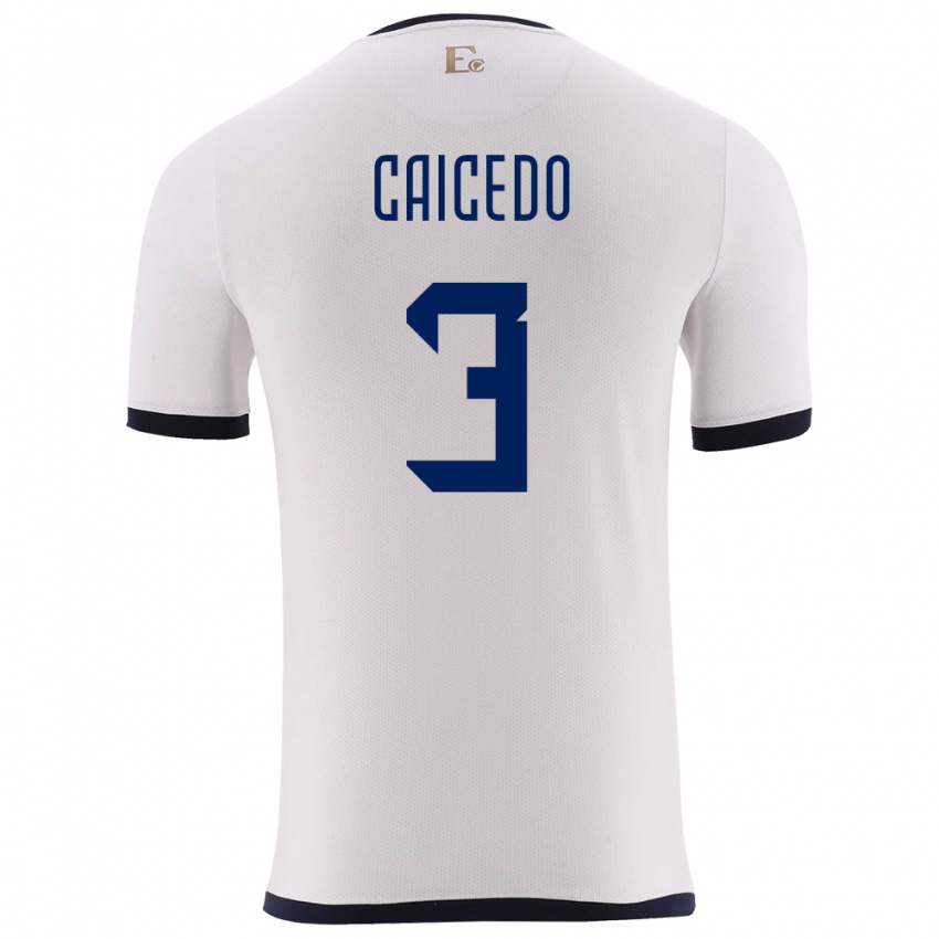 Homem Camisola Equador Jessy Caicedo #3 Branco Alternativa 24-26 Camisa