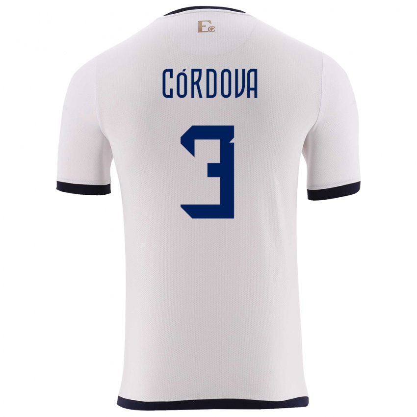 Homem Camisola Equador Luis Cordova #3 Branco Alternativa 24-26 Camisa