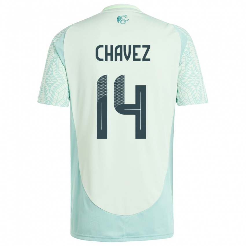 Homem Camisola México Luis Chavez #14 Linho Verde Alternativa 24-26 Camisa