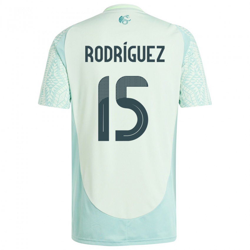 Homem Camisola México Jorge Rodriguez #15 Linho Verde Alternativa 24-26 Camisa