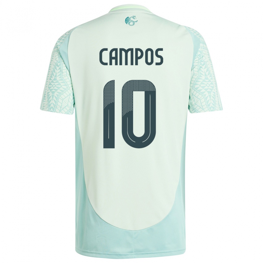 Homem Camisola México Karel Campos #10 Linho Verde Alternativa 24-26 Camisa