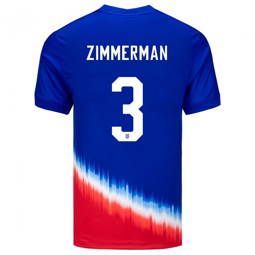 Homem Camisola Estados Unidos Walker Zimmerman #3 Azul Alternativa 24-26 Camisa