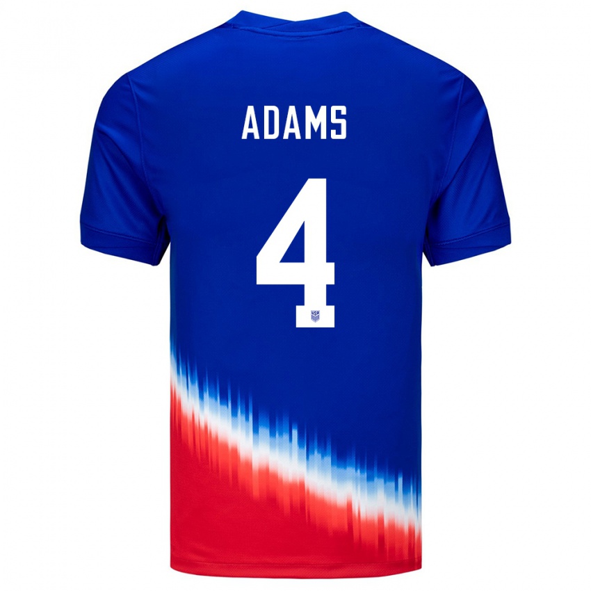 Homem Camisola Estados Unidos Tyler Adams #4 Azul Alternativa 24-26 Camisa