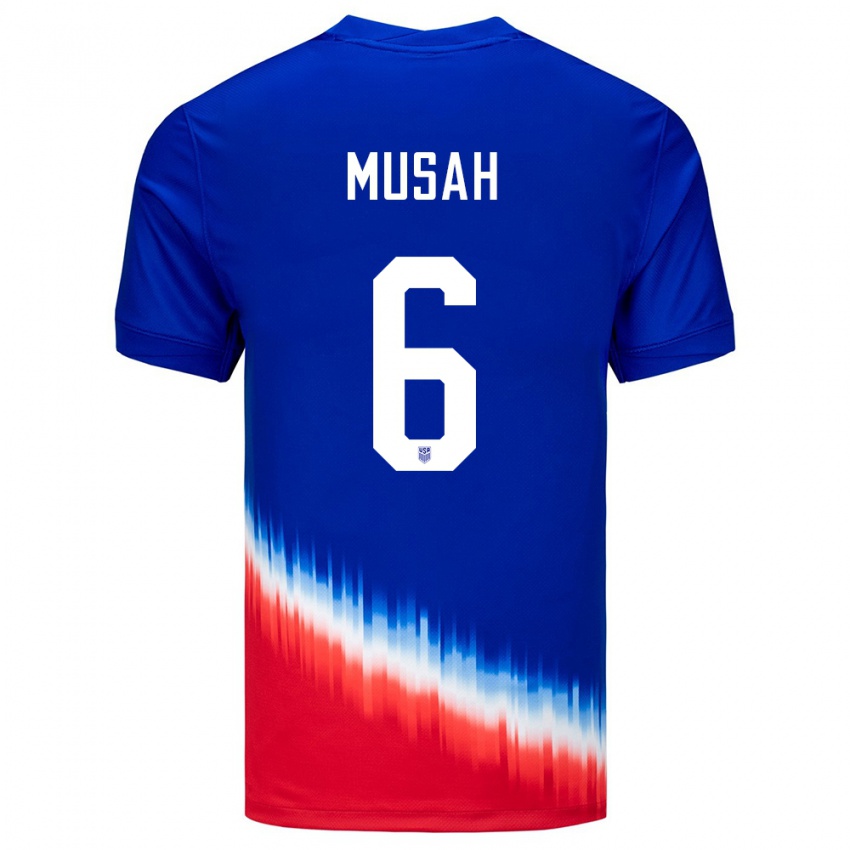 Homem Camisola Estados Unidos Yunus Musah #6 Azul Alternativa 24-26 Camisa