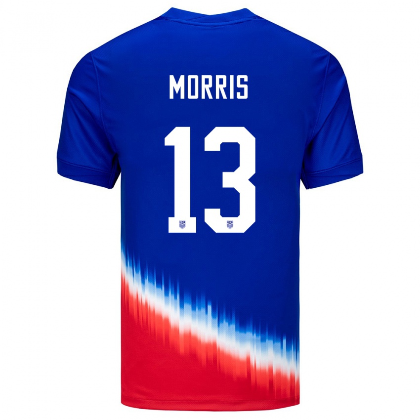 Homem Camisola Estados Unidos Jordan Morris #13 Azul Alternativa 24-26 Camisa