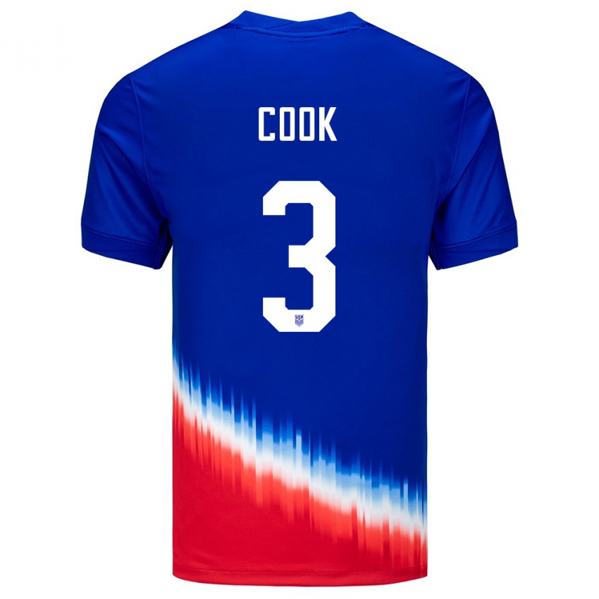 Homem Camisola Estados Unidos Alana Cook #3 Azul Alternativa 24-26 Camisa