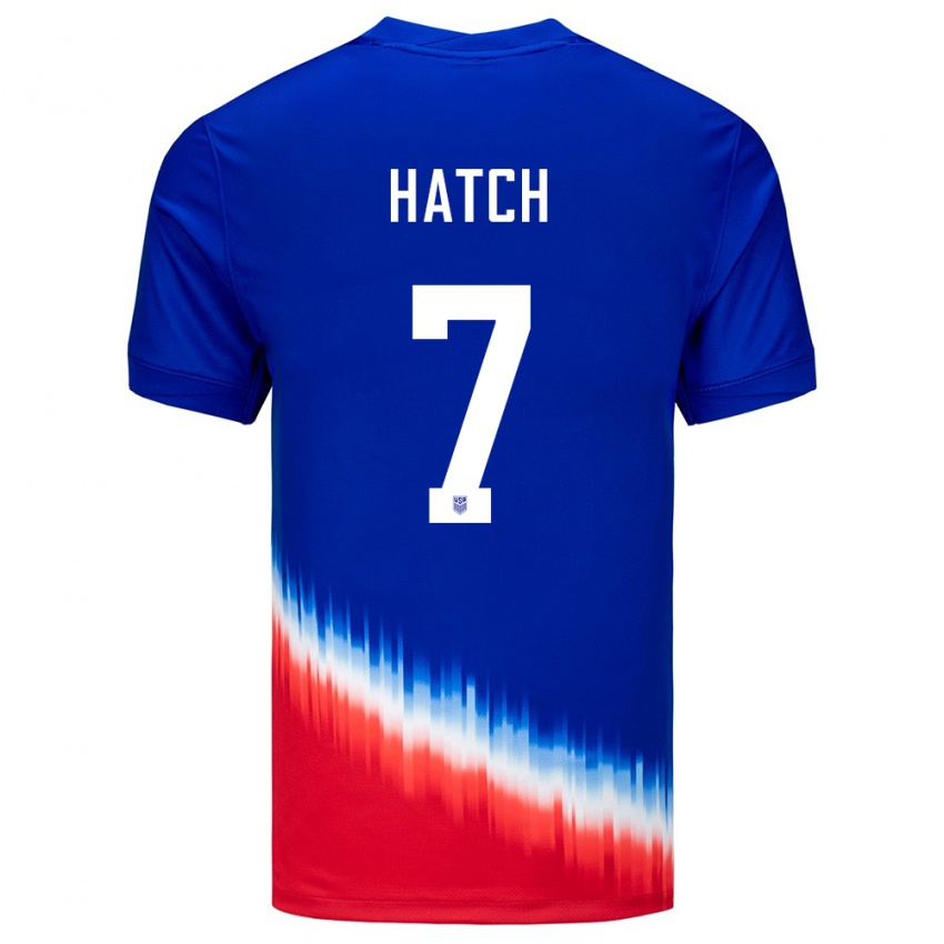 Homem Camisola Estados Unidos Ashley Hatch #7 Azul Alternativa 24-26 Camisa
