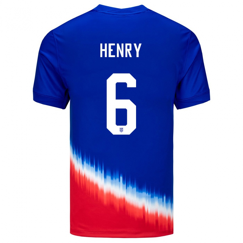 Homem Camisola Estados Unidos Kobi Henry #6 Azul Alternativa 24-26 Camisa