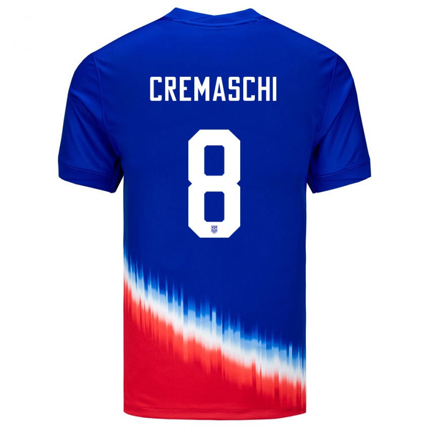 Homem Camisola Estados Unidos Benjamin Cremaschi #8 Azul Alternativa 24-26 Camisa