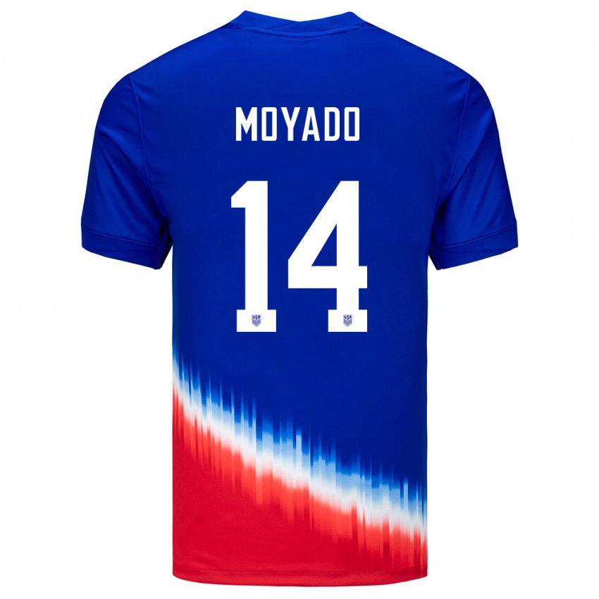 Homem Camisola Estados Unidos Bryan Moyado #14 Azul Alternativa 24-26 Camisa