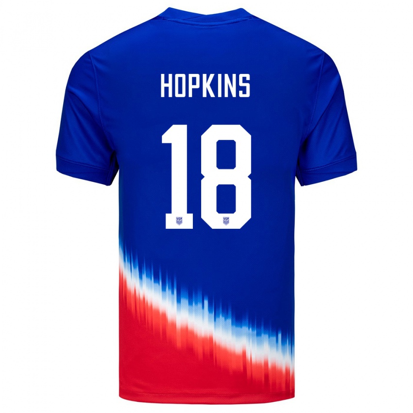 Homem Camisola Estados Unidos Jackson Hopkins #18 Azul Alternativa 24-26 Camisa