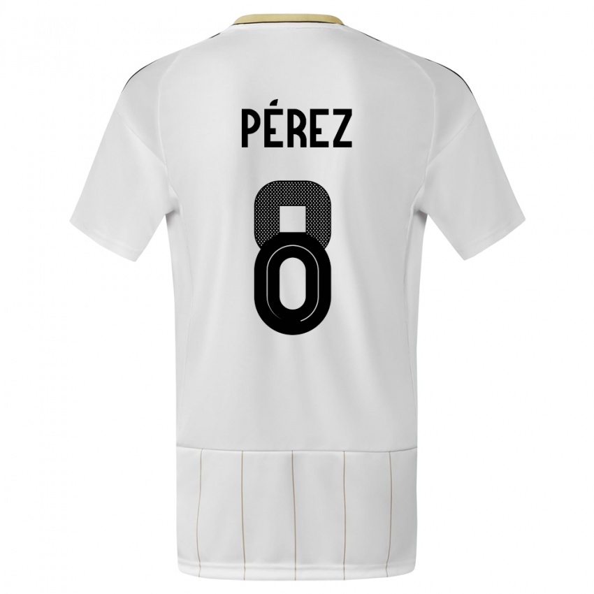 Homem Camisola Costa Rica Creichel Perez #8 Branco Alternativa 24-26 Camisa