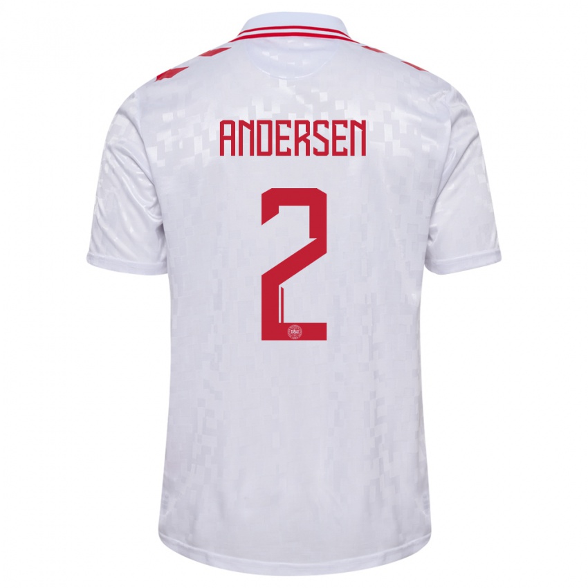 Homem Camisola Dinamarca Joachim Andersen #2 Branco Alternativa 24-26 Camisa