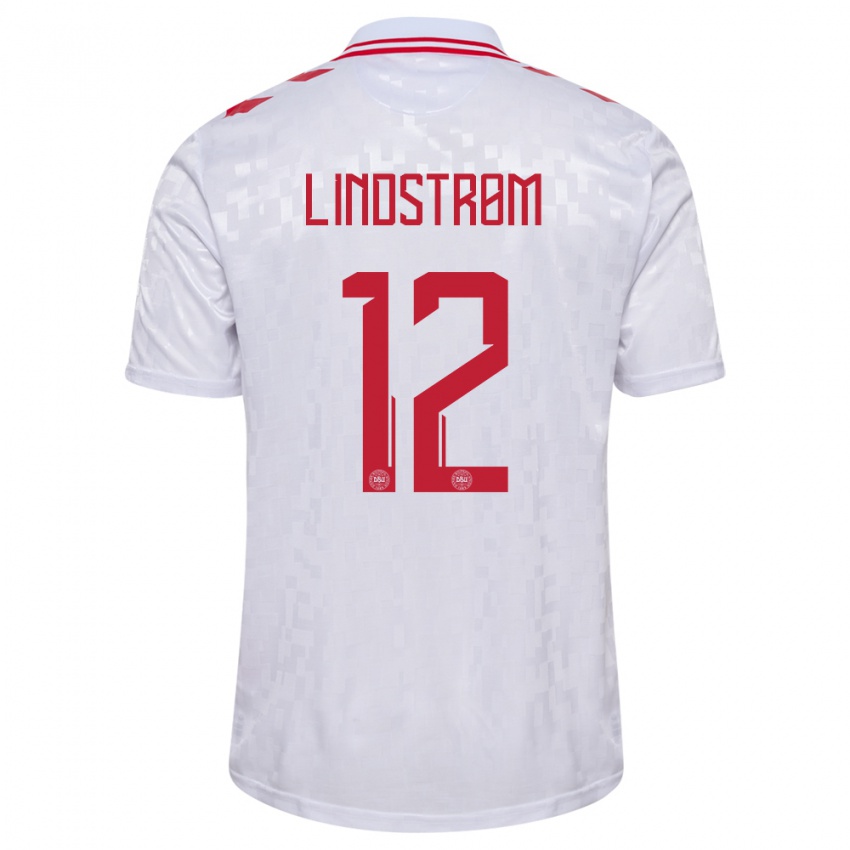Homem Camisola Dinamarca Jesper Lindstrom #12 Branco Alternativa 24-26 Camisa