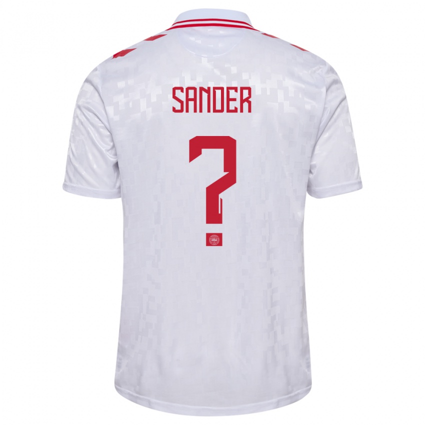 Homem Camisola Dinamarca Theo Sander #0 Branco Alternativa 24-26 Camisa