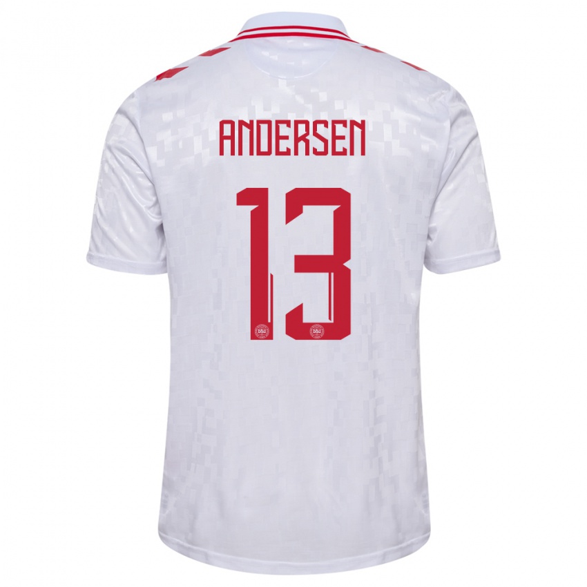 Homem Camisola Dinamarca Frej Andersen #13 Branco Alternativa 24-26 Camisa