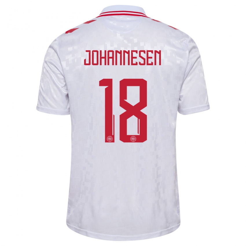 Homem Camisola Dinamarca Sofus Johannesen #18 Branco Alternativa 24-26 Camisa