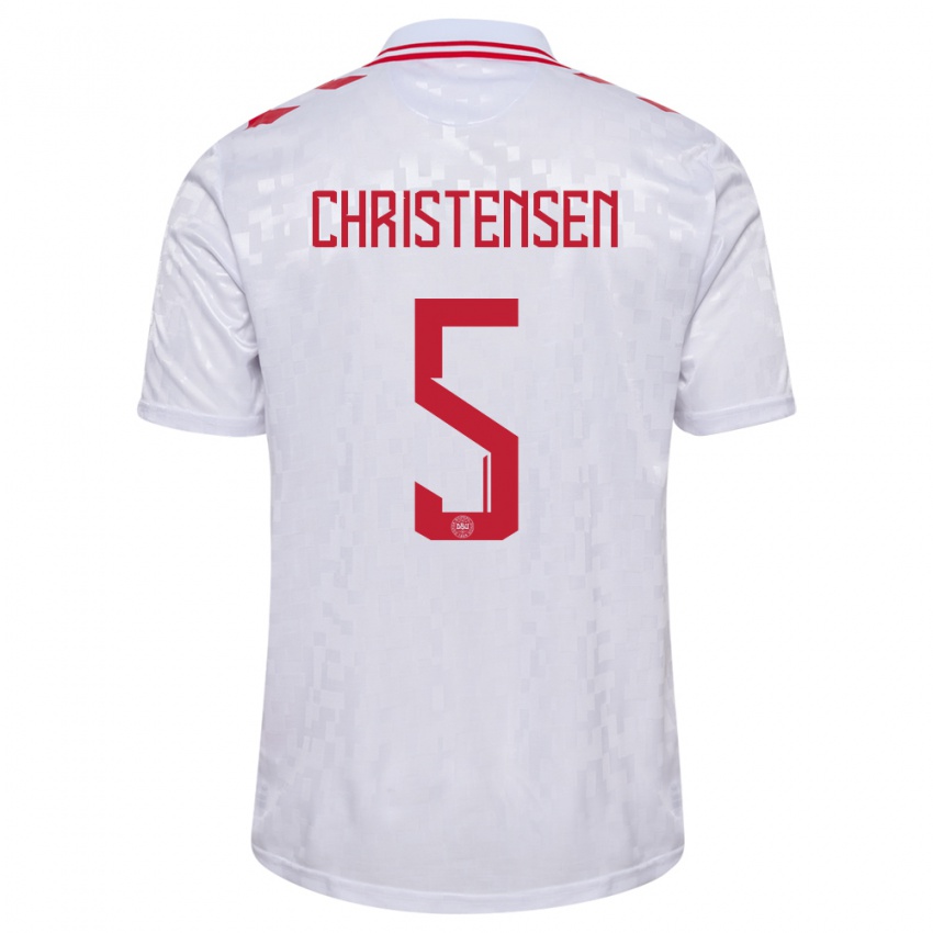 Homem Camisola Dinamarca Aske Christensen #5 Branco Alternativa 24-26 Camisa