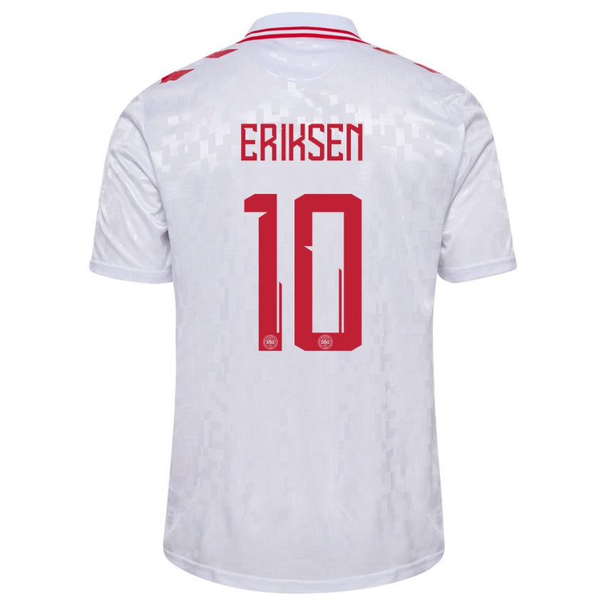Homem Camisola Dinamarca Christian Eriksen #10 Branco Alternativa 24-26 Camisa