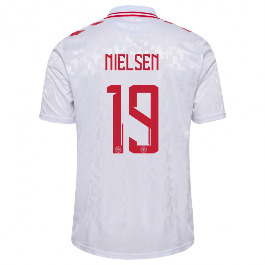 Homem Camisola Dinamarca Casper Nielsen #19 Branco Alternativa 24-26 Camisa