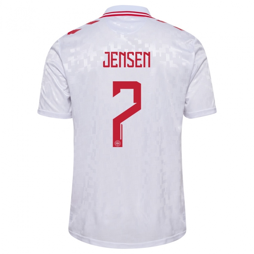 Homem Camisola Dinamarca Victor Jensen #7 Branco Alternativa 24-26 Camisa