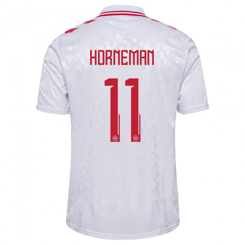 Homem Camisola Dinamarca Charly Horneman #11 Branco Alternativa 24-26 Camisa