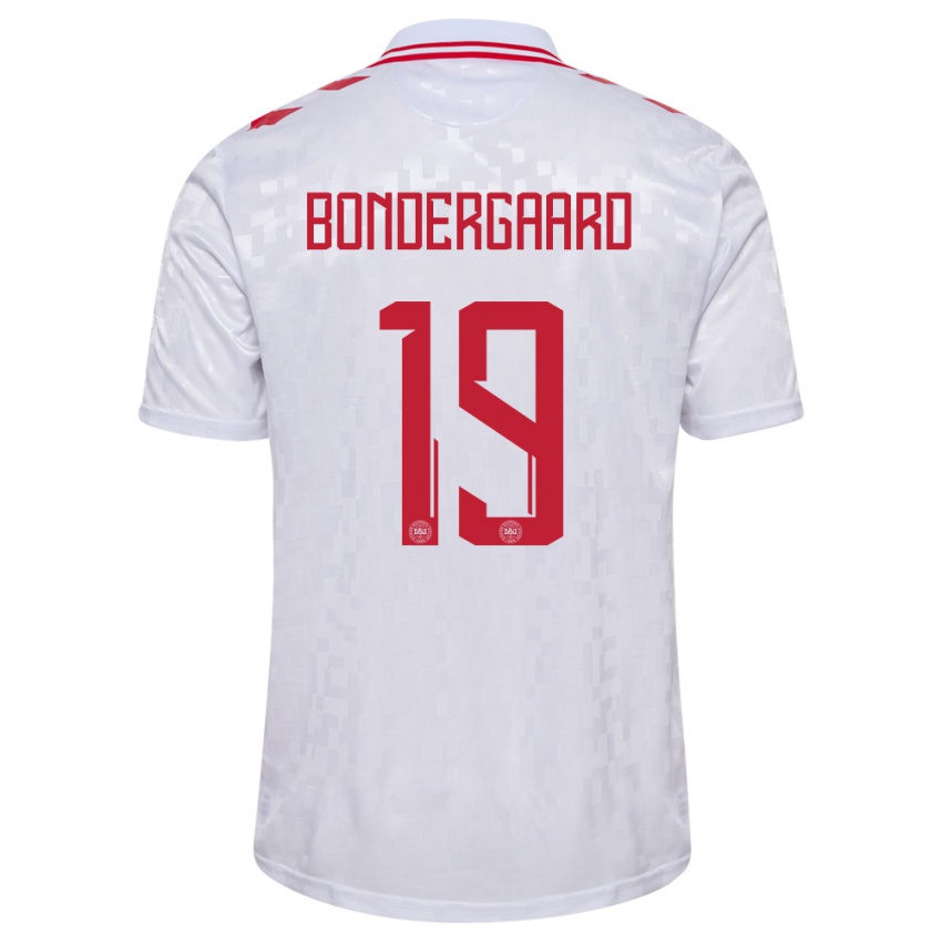 Homem Camisola Dinamarca Asbjorn Bondergaard #19 Branco Alternativa 24-26 Camisa