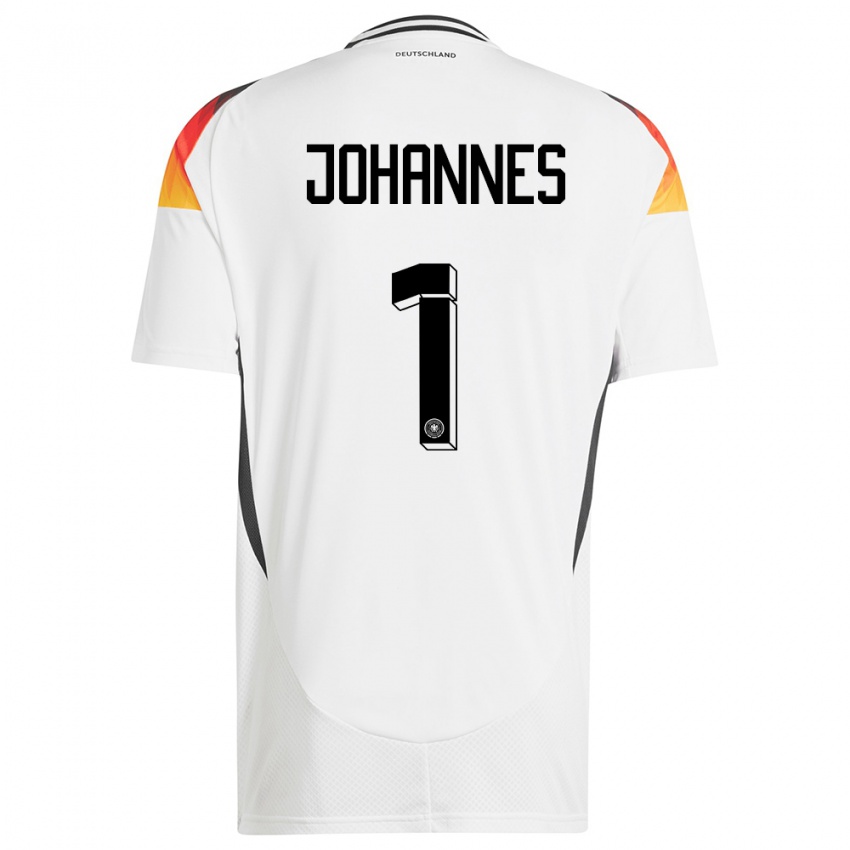 Mulher Camisola Alemanha Stina Johannes #1 Branco Principal 24-26 Camisa