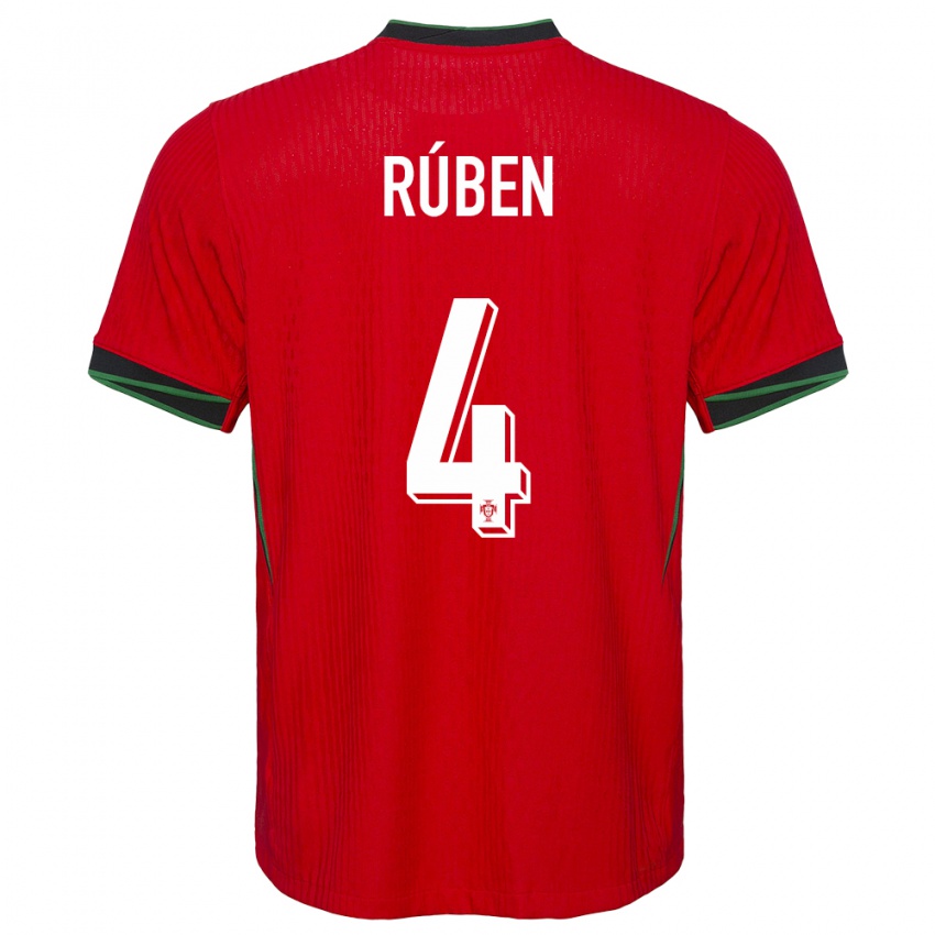 Mulher Camisola Portugal Ruben Dias #4 Vermelho Principal 24-26 Camisa