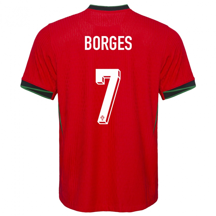 Mulher Camisola Portugal Carlos Borges #7 Vermelho Principal 24-26 Camisa