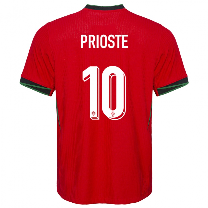 Mulher Camisola Portugal Diogo Prioste #10 Vermelho Principal 24-26 Camisa