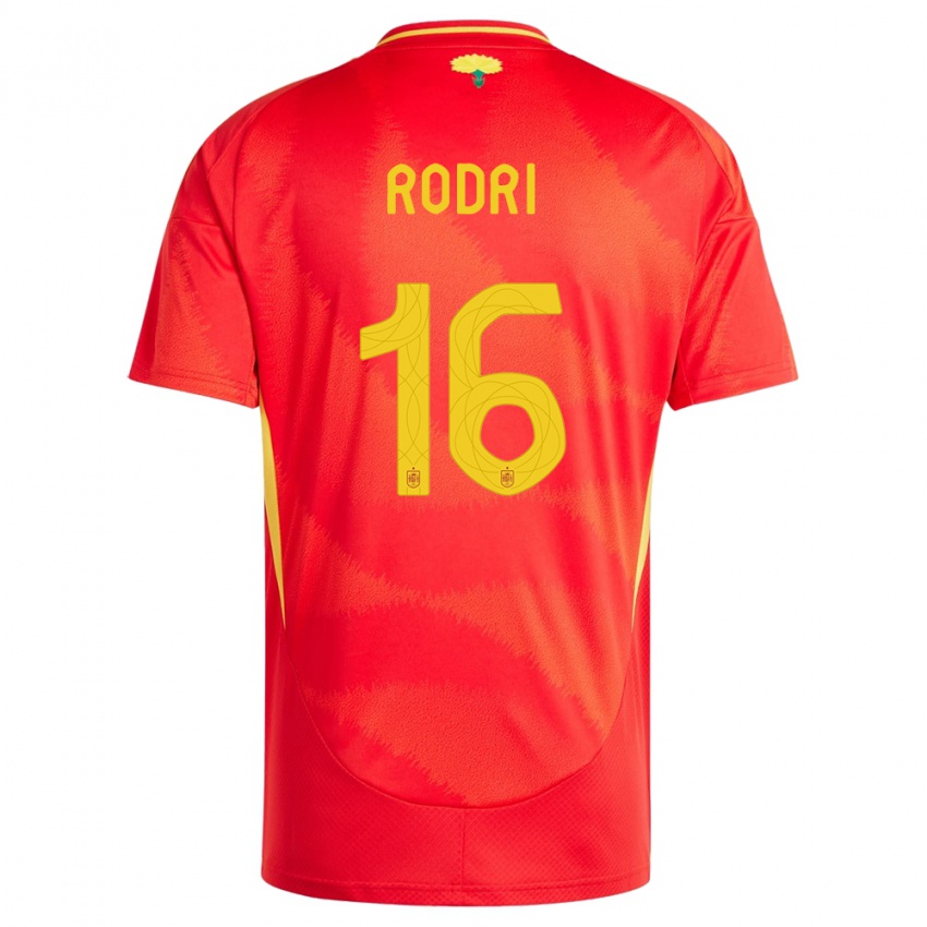 Mulher Camisola Espanha Rodri #16 Vermelho Principal 24-26 Camisa